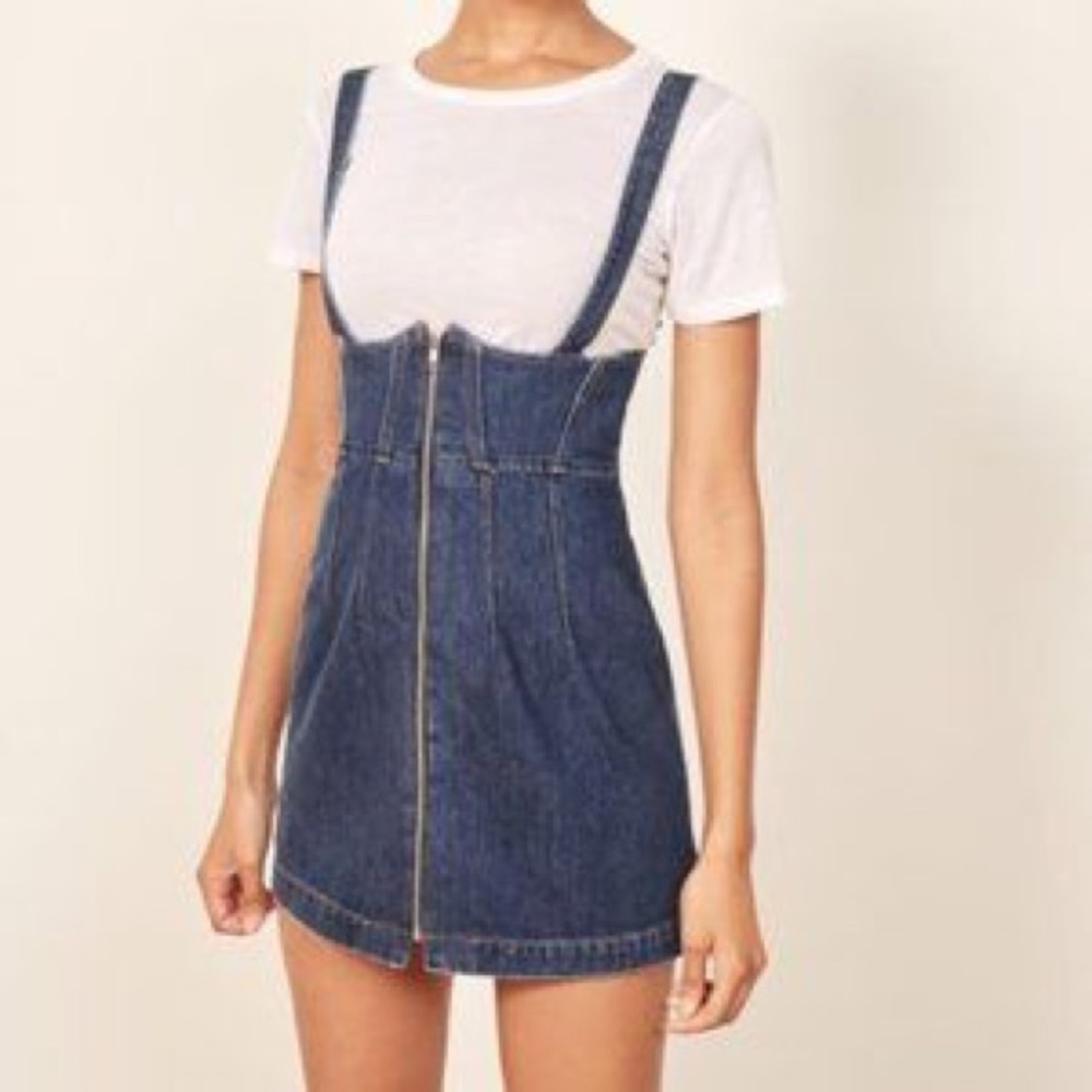 Reformation Denim Corset Mini Dress